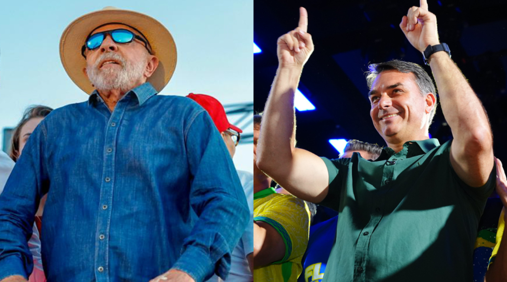 Montagem com Lula e Flávio Bolsonaro